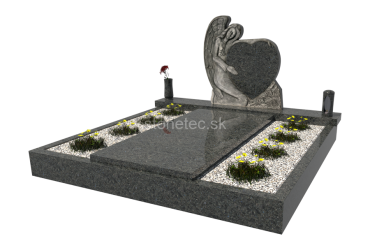 Dvojhrob s pomníkom v tvare anjela Raja Black