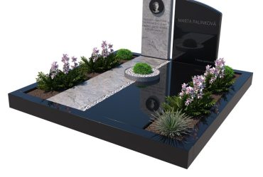 Atypický granitový dvojhrob zo žuly bledej a čiernej kresby