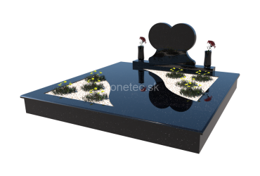 Dvojhrob z čiernej žuly s pomníkom v tvare srdca