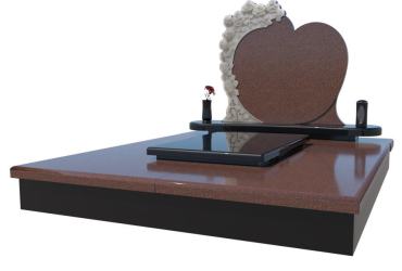 Atypický dvojhrob v kombinácii červeno-čierneho granitu