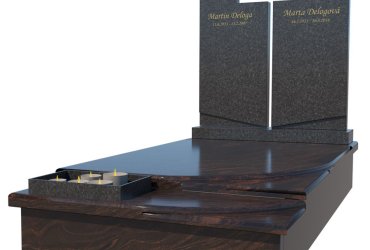 Jednohrob z červeno-tmavej žuly a so vzdušným krížom